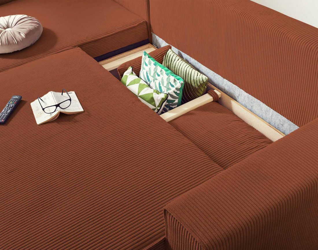 Canapé d'angle réversible 4 places convertible Dellia - Best Mobilier