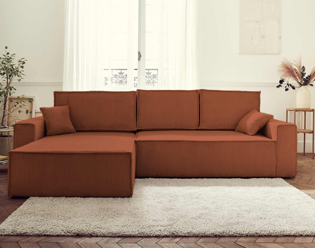 Canapé d'angle réversible 4 places convertible Dellia - Best Mobilier