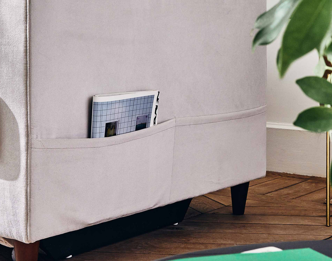 Canapé panoramique en U 7 places convertible avec coffre en velours Anna Canapé panoramique en U 7 places convertible avec coffre en velours Anna