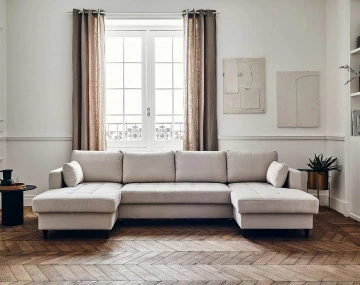 Canapé panoramique en U 7 places adapté aux animaux Anna - Best Mobilier