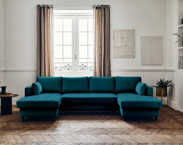 Canapé panoramique en U 7 places adapté aux animaux Anna - Best Mobilier
