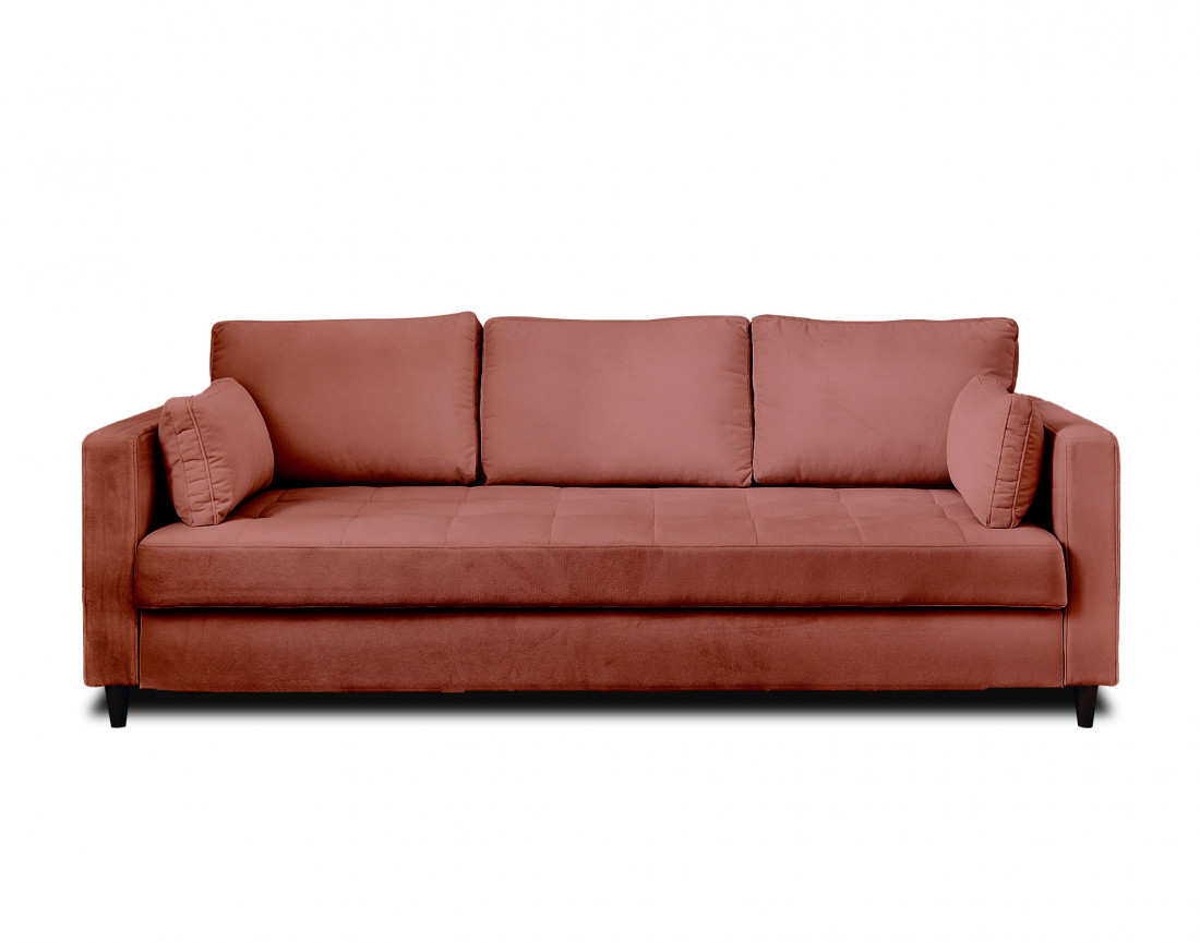 Canapé droit 3 places convertible avec poche en velours Anna