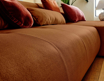 Canapé panoramique d'angle gauche 7 places en tissu Onyx