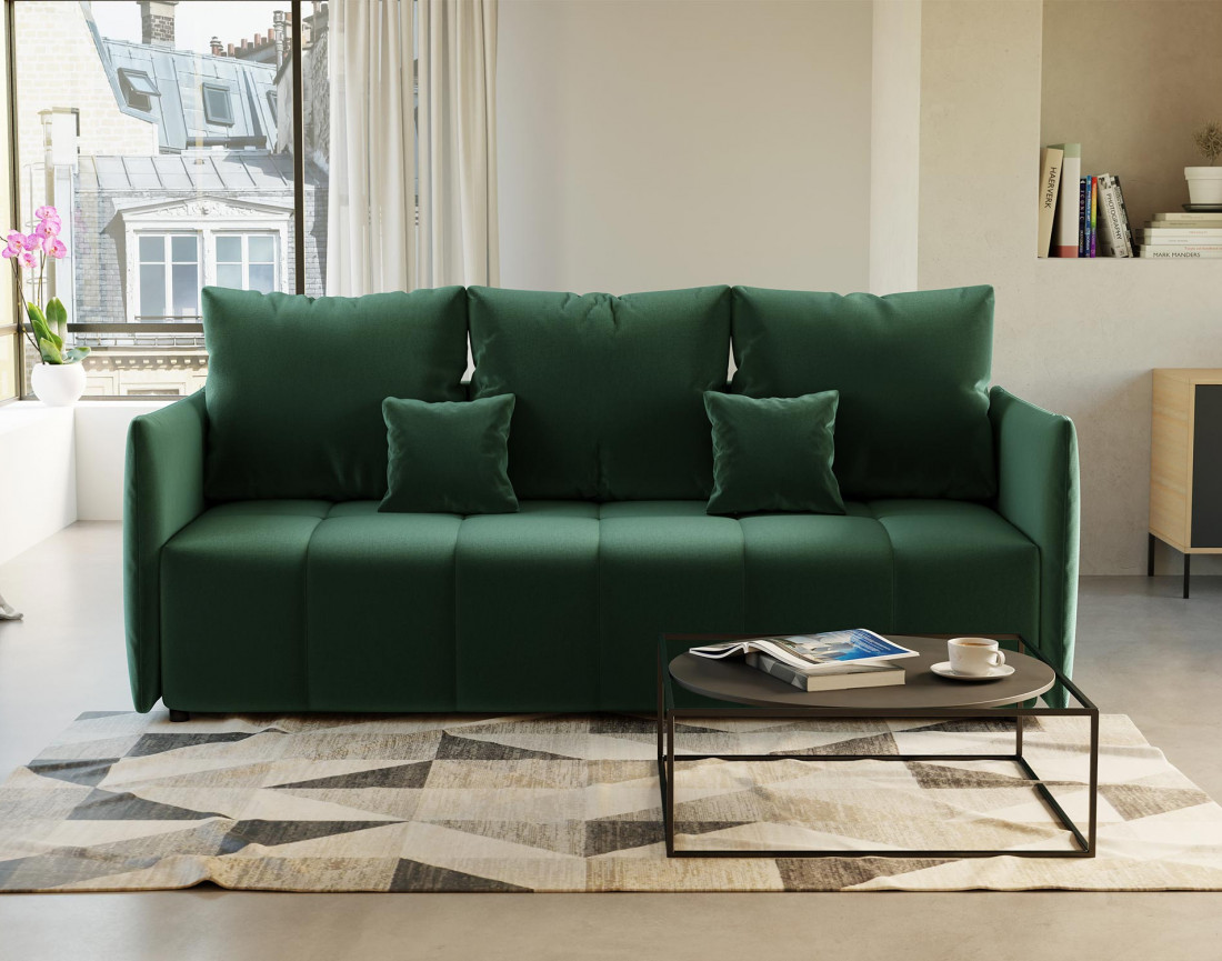 Canapé 3 places convertible avec coffre en velours Petra