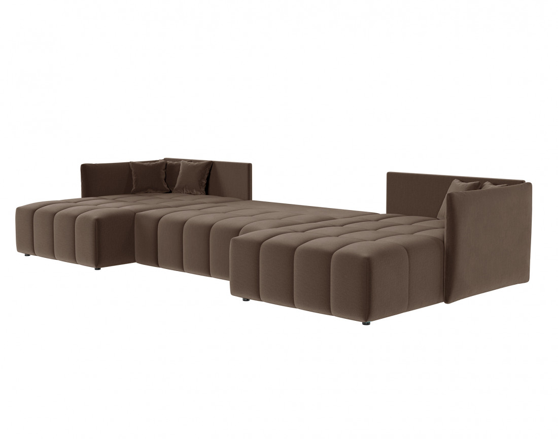 Canapé panoramique en U 7 places convertible avec coffre en velours Petra