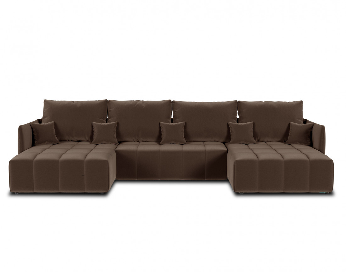 Canapé panoramique en U 7 places convertible avec coffre en velours Petra