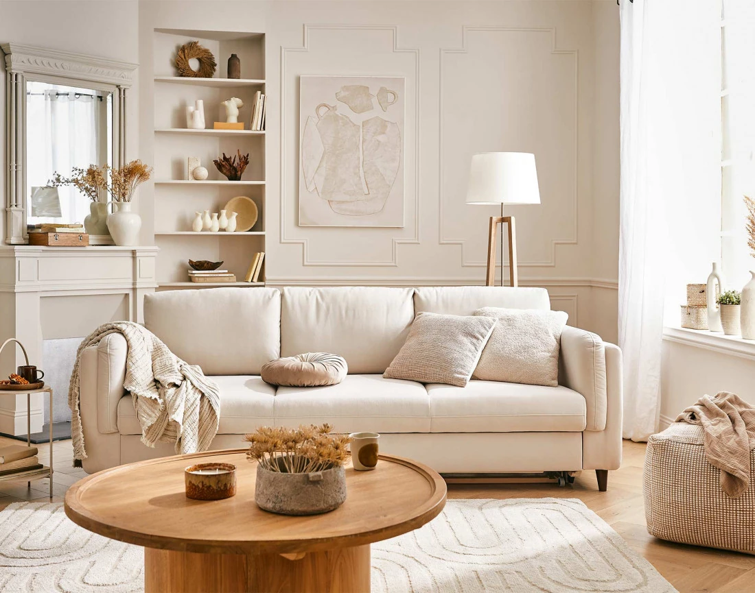 Canapé 3 places convertible en velours Brooke