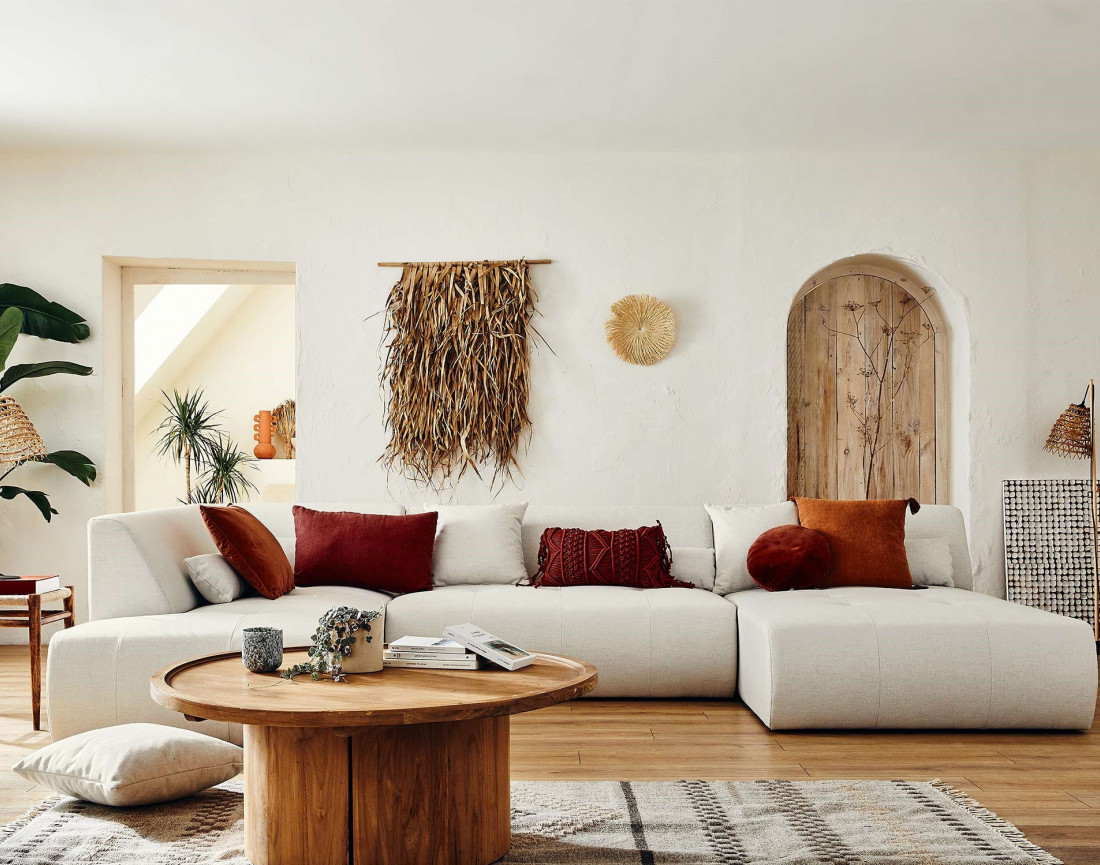 Canapé modulable panoramique d'angle gauche 7 places - en tissu - Onyx