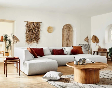 Canapé modulable panoramique d'angle gauche 7 places - en tissu - Onyx