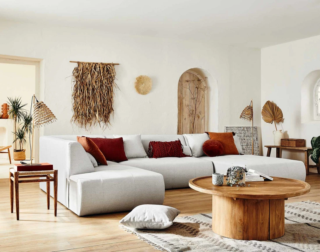 Canapé modulable panoramique d'angle gauche 7 places - en tissu - Onyx