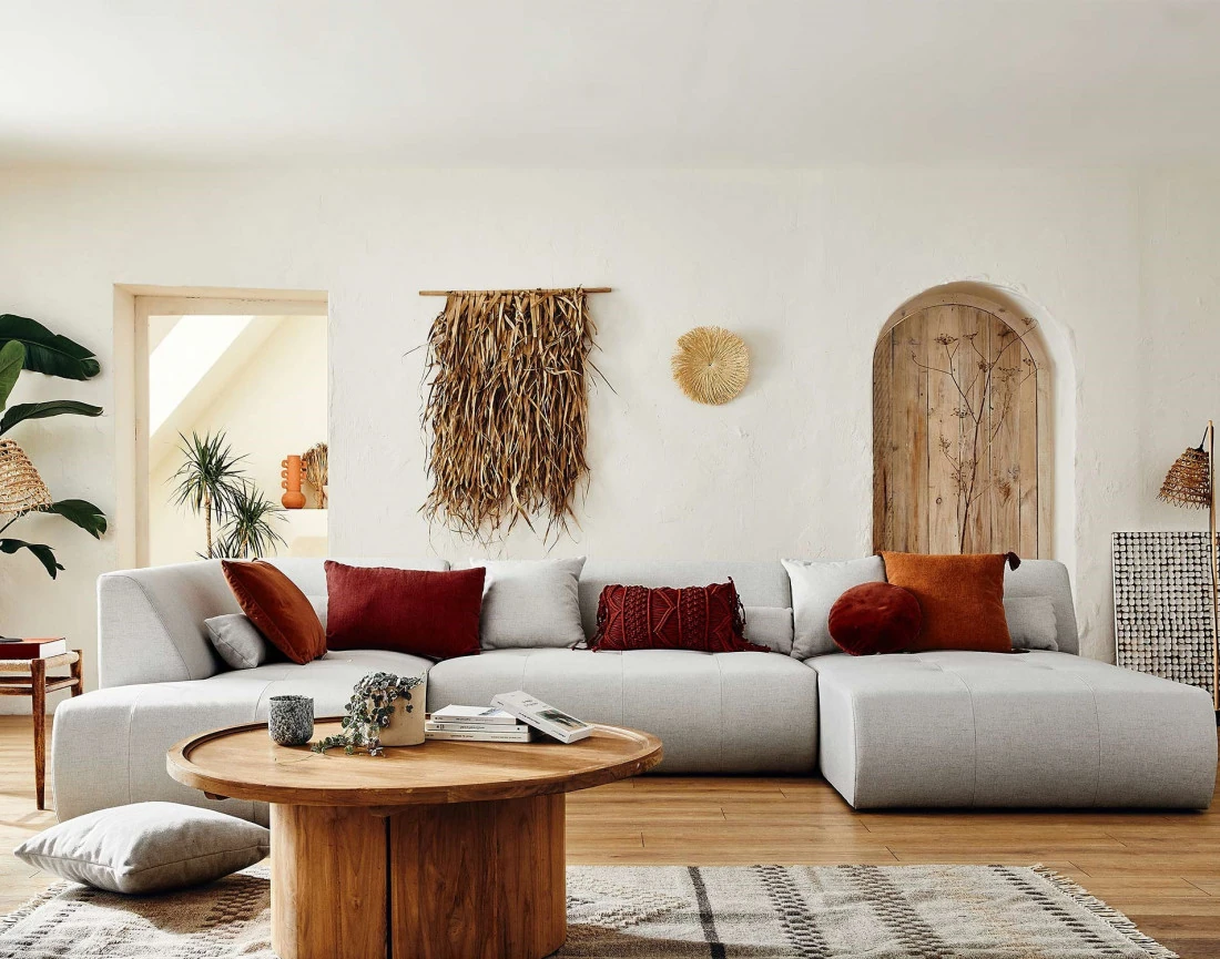 Canapé modulable panoramique d'angle gauche 7 places - en tissu - Onyx