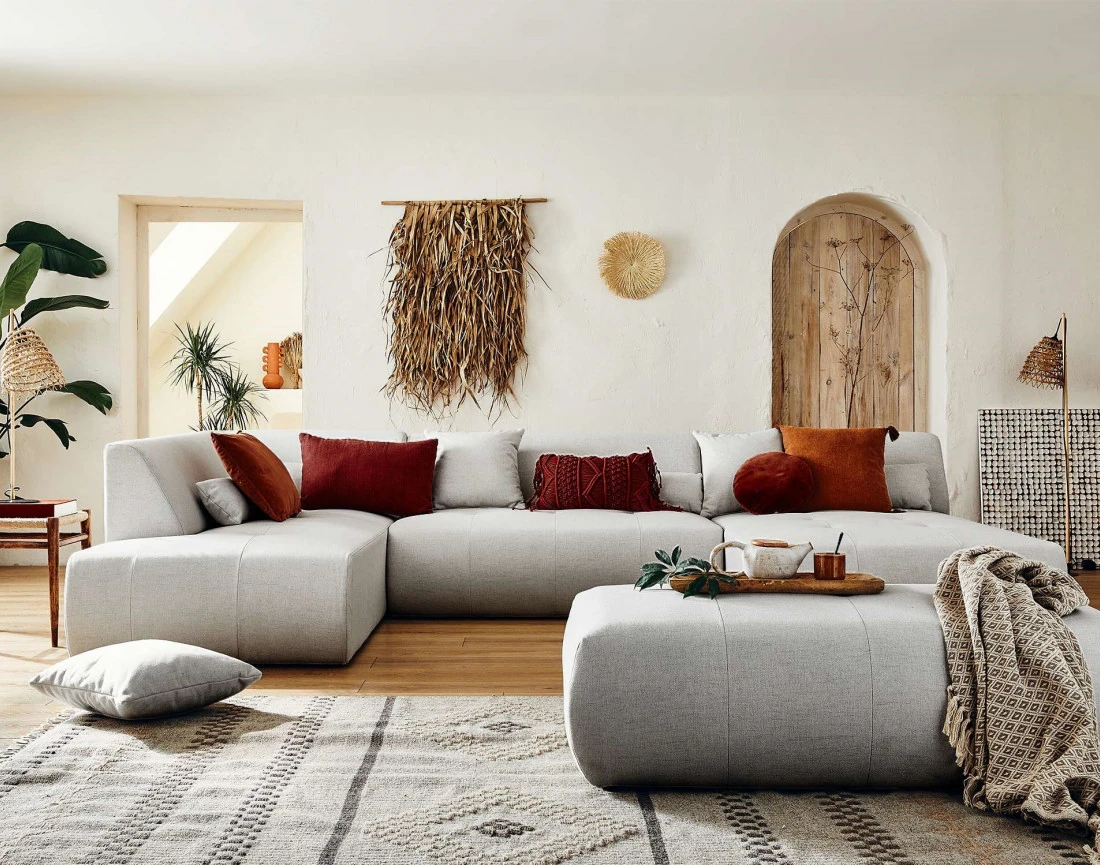 Canapé modulable panoramique d'angle gauche 7 places - en tissu - Onyx