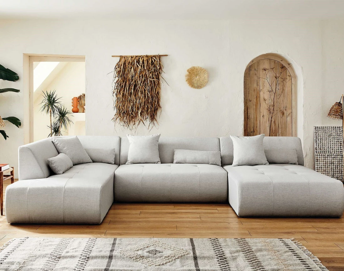 Canapé modulable panoramique d'angle gauche 7 places - en tissu - Onyx