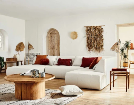 Canapé modulable panoramique d'angle droit 7 places - en tissu -Onyx