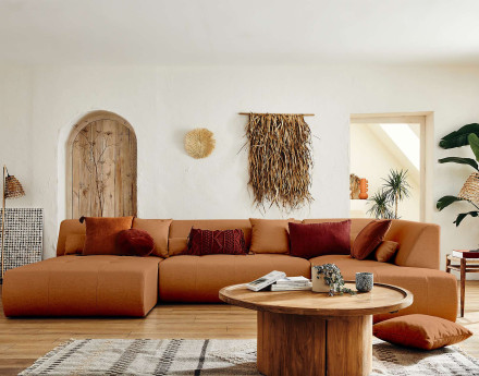 Canapé modulable panoramique d'angle droit 7 places - en tissu -Onyx