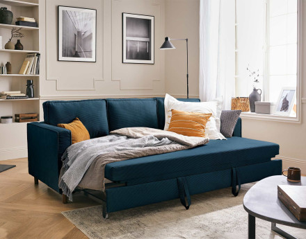 Canapé 3 places convertible en velours côtelé Jake