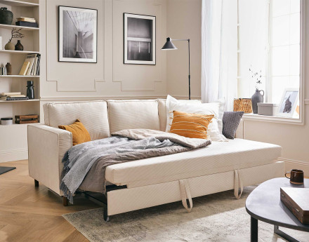 Canapé 3 places convertible en velours côtelé Jake