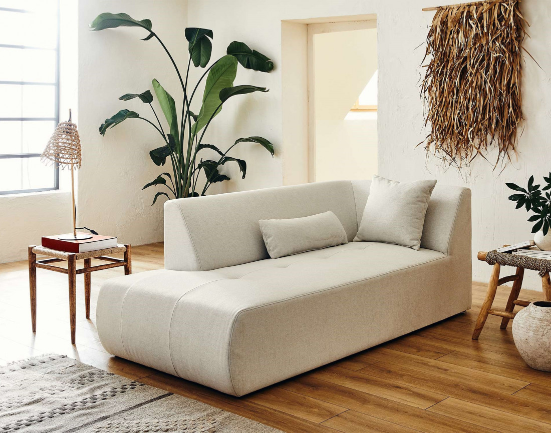 Pouf Modulable Onyx En Tissu Vert Sauge - Dimensions 131x42x68 Cm, Charge 90 Kg - Pour Salon, Fabrication Européenne