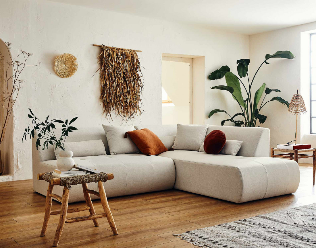 Canapé modulable d'angle droit 5 places - en tissu - Onyx Canapé modulable d'angle droit 5 places - en tissu - Onyx