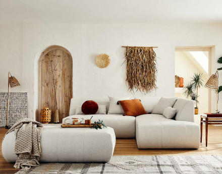 Canapé modulable d'angle droit 5 places - en tissu - Onyx