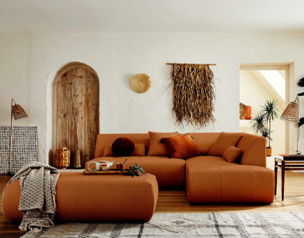 Canapé modulable d'angle droit 5 places - en tissu - Onyx