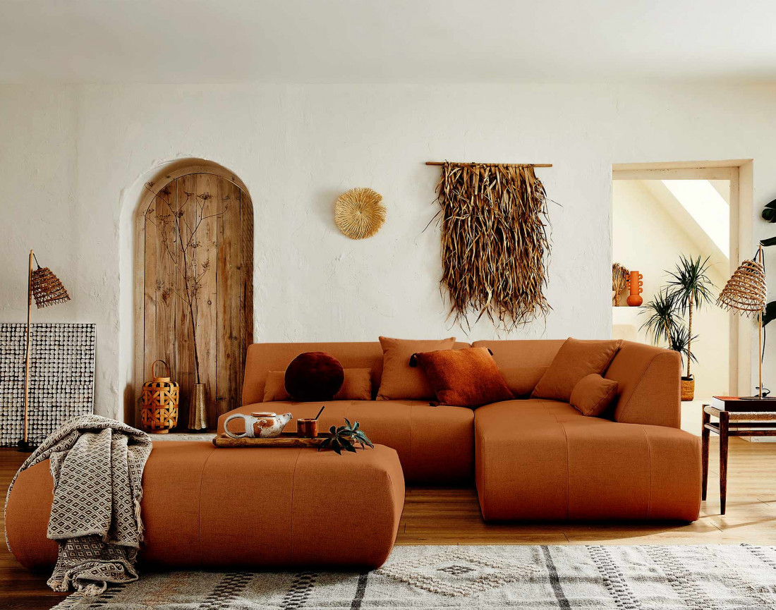 Canapé modulable d'angle droit 5 places - en tissu - Onyx