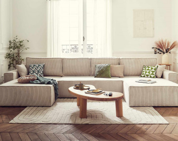 Canapé panoramique en U 7 places convertible Dellia - Best Mobilier