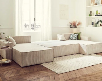 Canapé panoramique en U 7 places convertible Dellia - Best Mobilier
