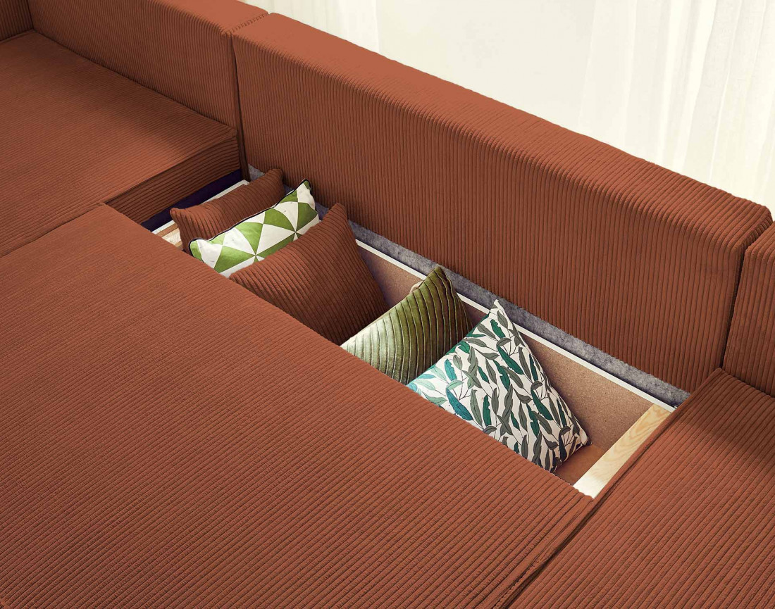 Canapé panoramique en U 7 places convertible Dellia - Best Mobilier