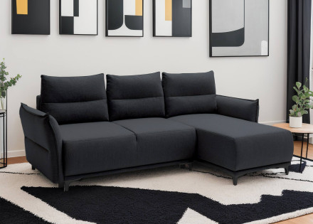 Arya - canapé d'angle réversible convertible avec coffre style contemporain