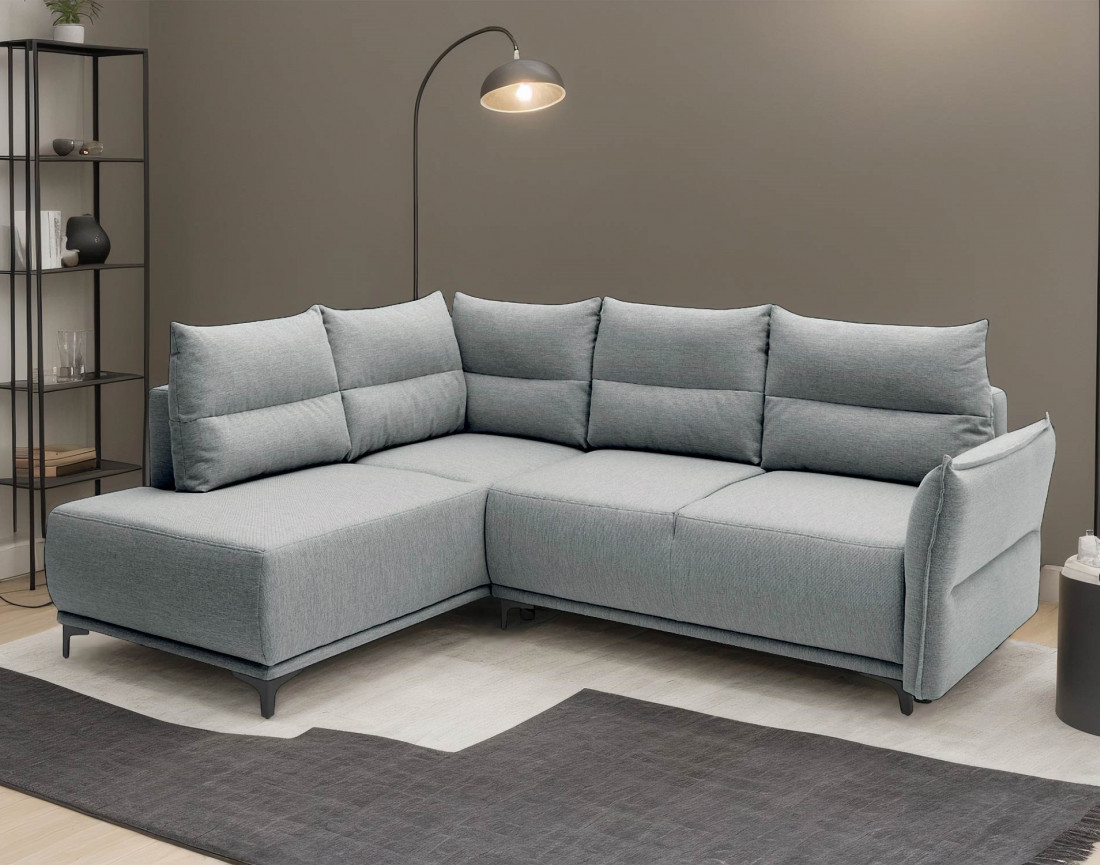 Arya - canapé d'angle convertible - avec coffre - 5 places - style contemporain - gauche