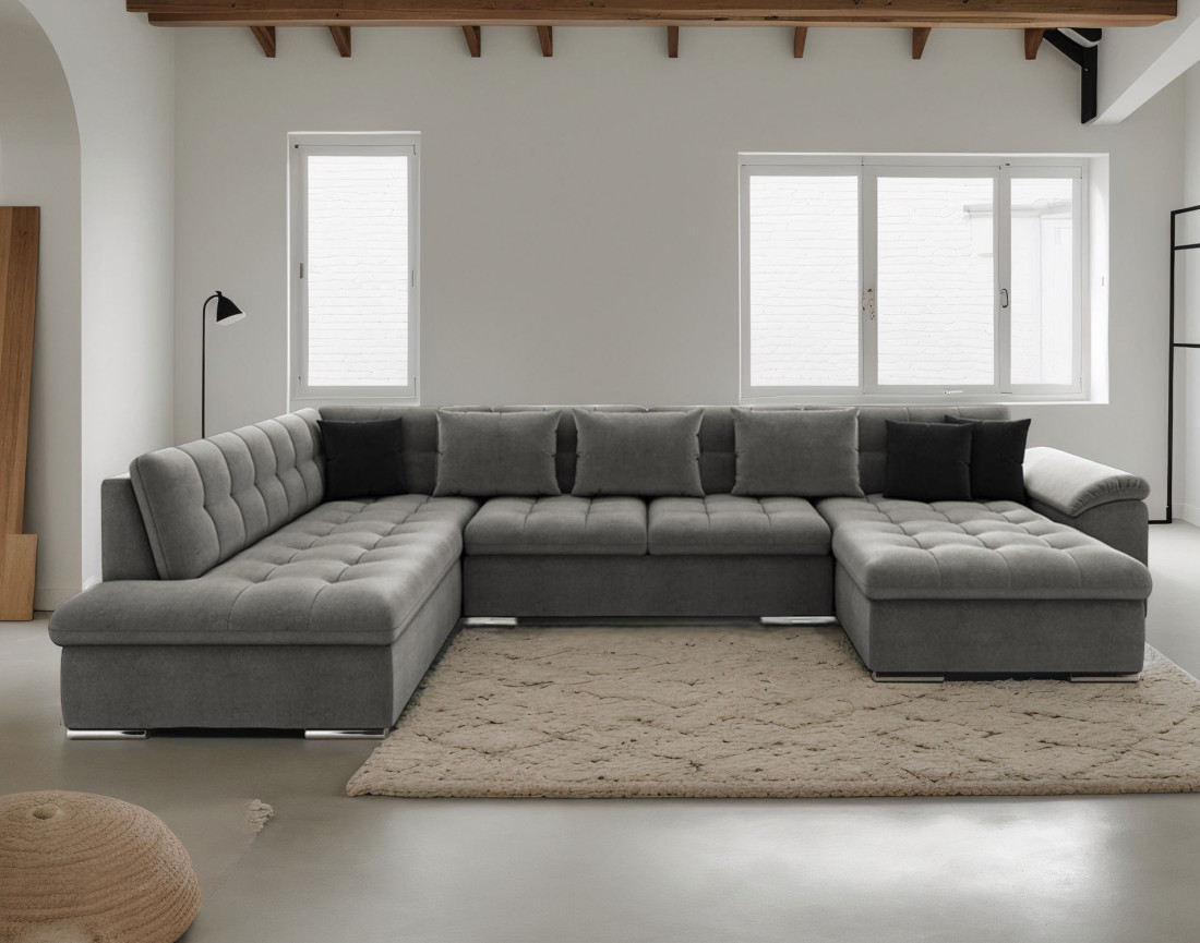 Chuck – canapé panoramique d'angle gauche convertible avec coffre au style contemporain