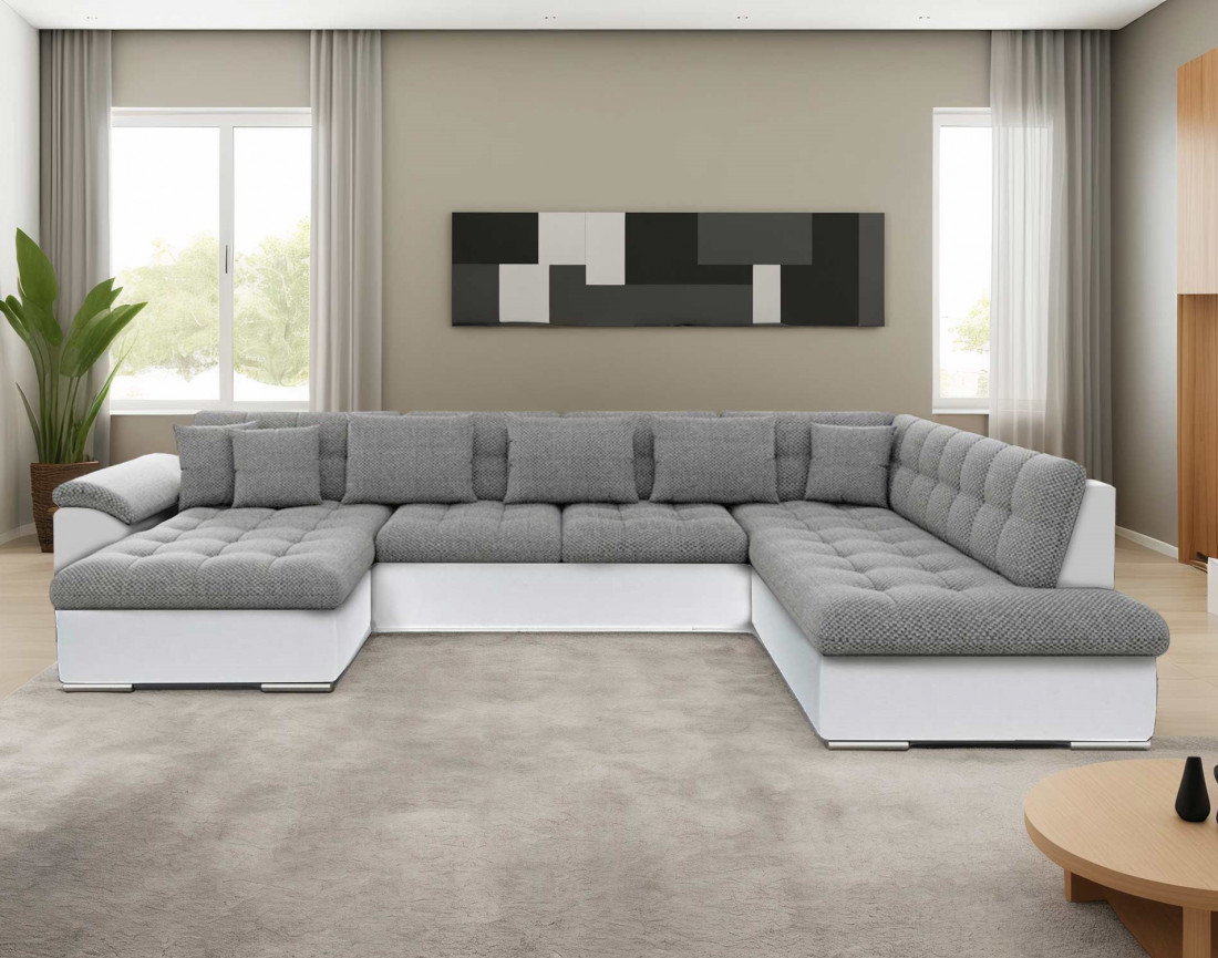 Chuck – canapé panoramique d'angle droit convertible avec coffre au style contemporain