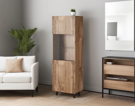 Vitrine - effet bois - 1 porte - 60x182 cm Come