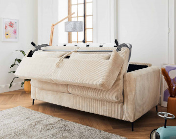 Canapé OWEN 3 places convertible express quotidien en velours côtelé | Best Mobilier