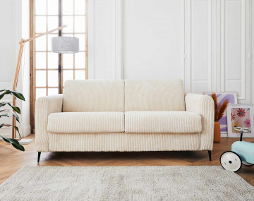 Canapé OWEN 3 places convertible express quotidien en velours côtelé | Best Mobilier