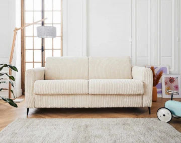 Canapé OWEN 3 places convertible express quotidien en velours côtelé | Best Mobilier