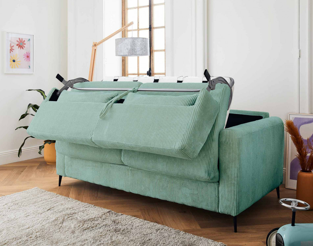 Canapé 3 places convertible express quotidien en velours côtelé Owen