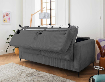 Canapé 3 places convertible express quotidien en velours côtelé Owen