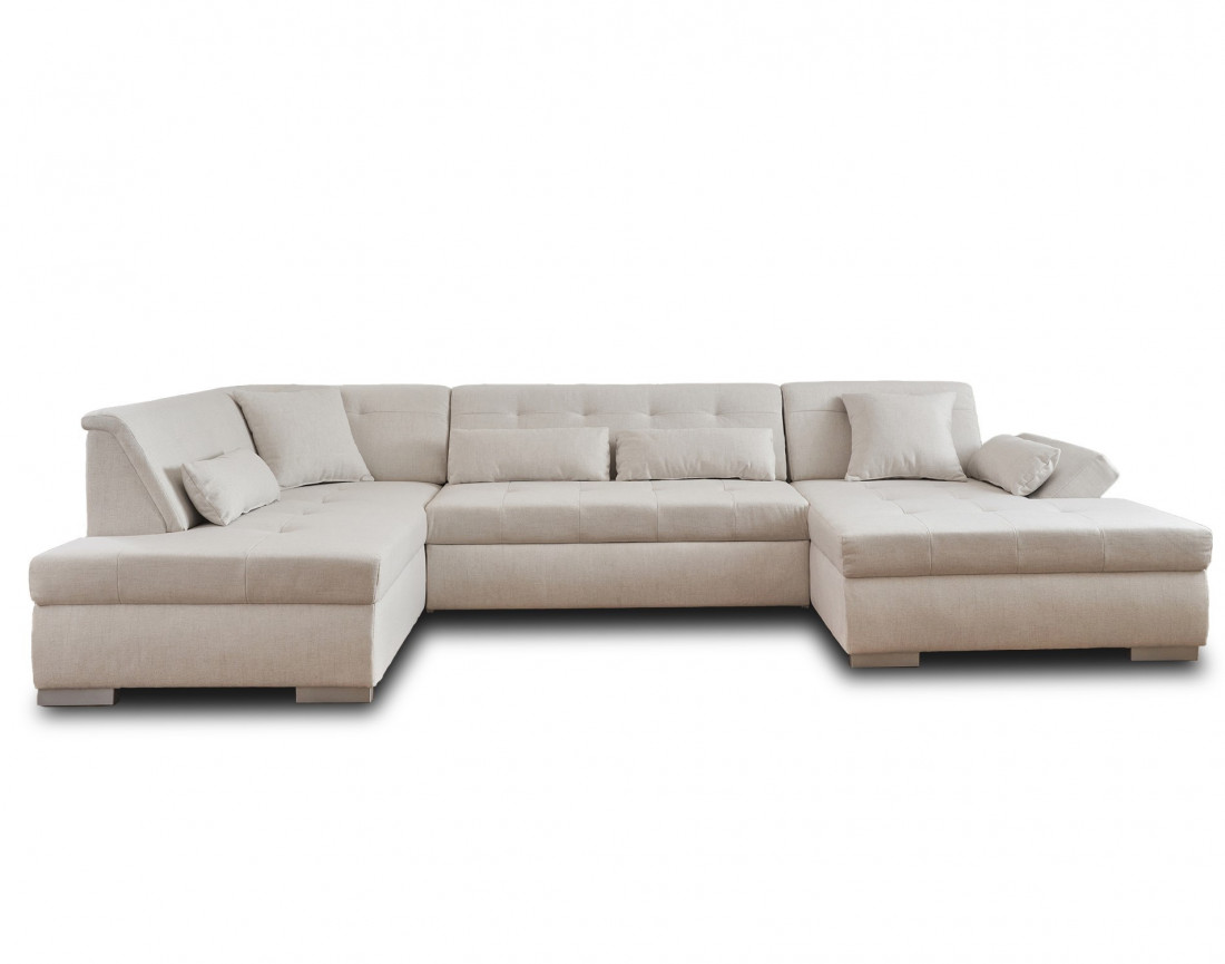 Canapé panoramique d'angle gauche 7 places convertible en tissu Vermont Canapé panoramique d'angle gauche 7 places convertible en tissu Vermont