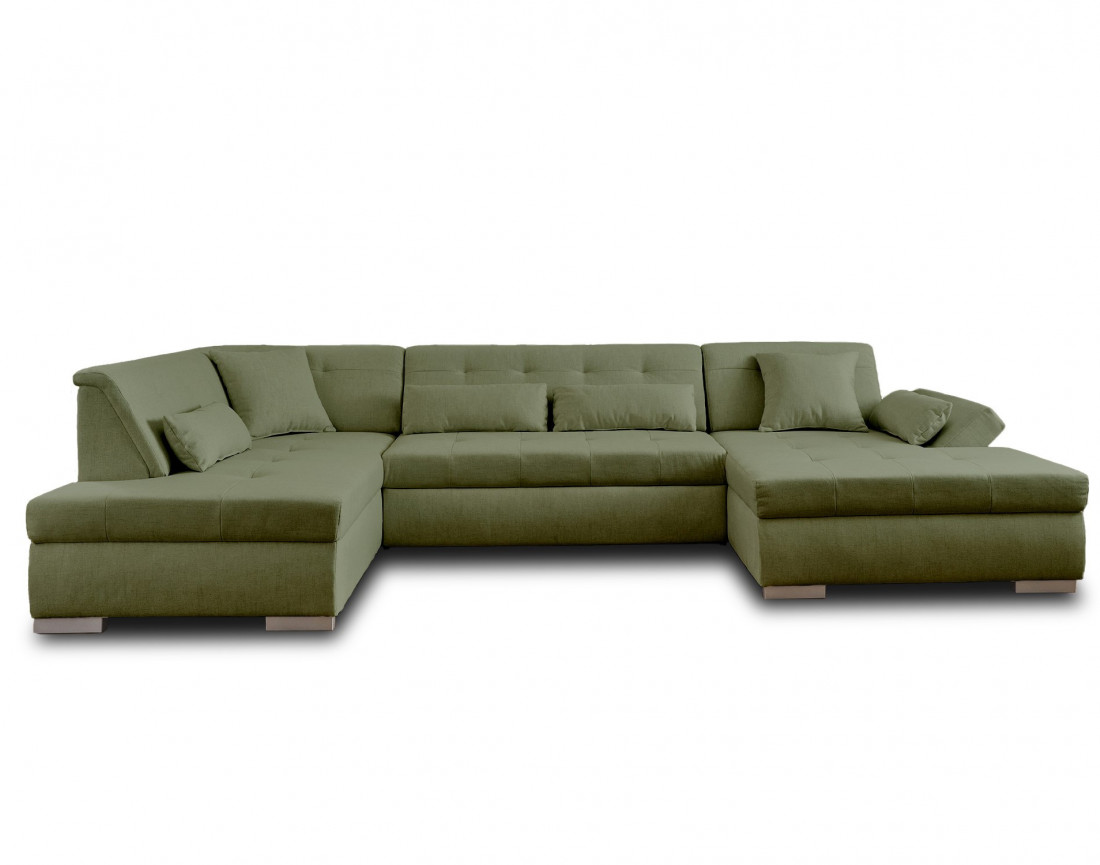 Canapé panoramique d'angle gauche 7 places convertible en tissu Vermont