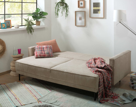 Canapé 3 places convertible avec coffre en velours côtelé Charlie