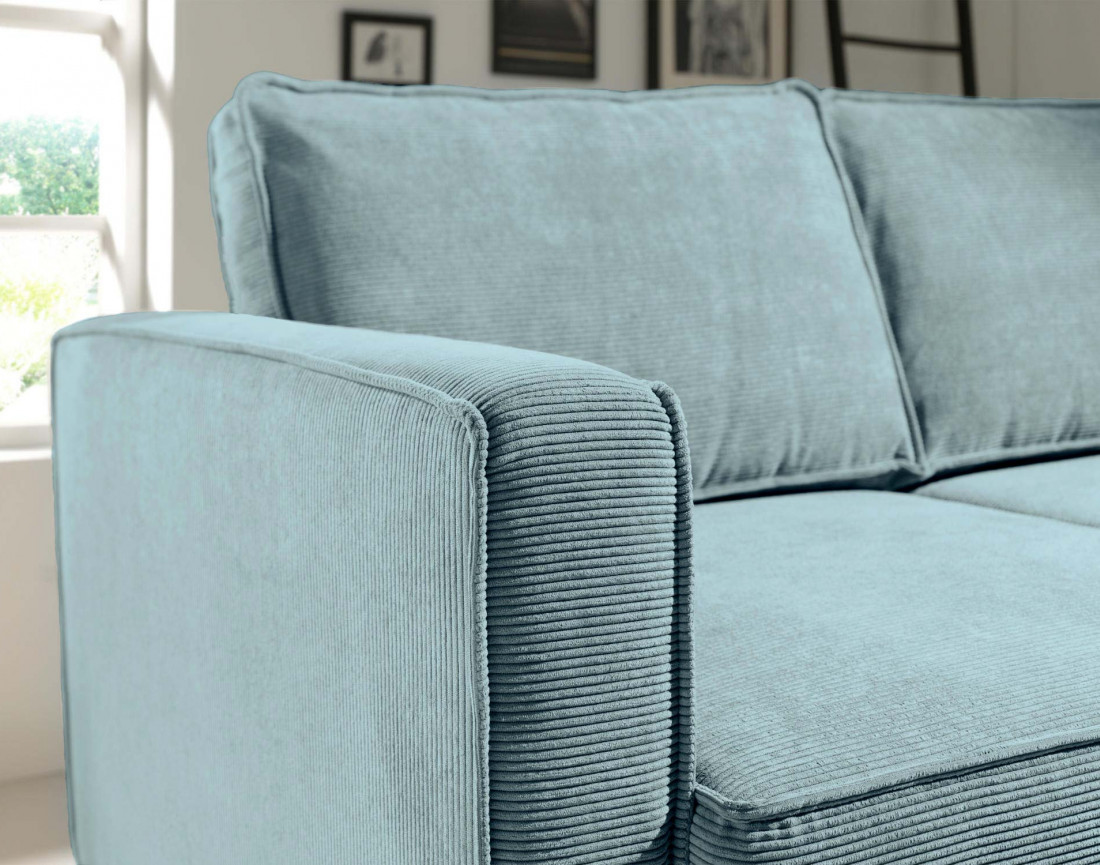 Canapé d'angle droit convertible avec coffre 4 places en velours côtelé Jake