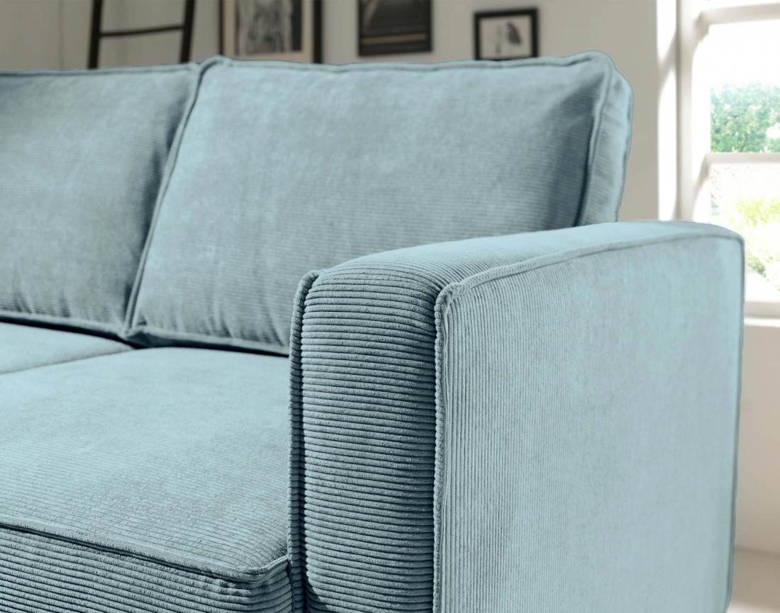 Canapé d'angle gauche convertible avec coffre 4 places en velours côtelé Jake