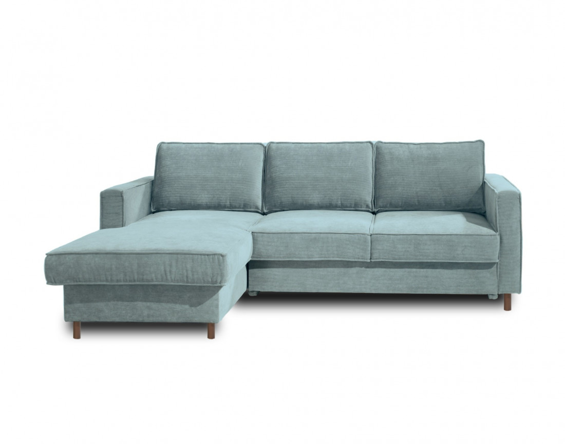 Canapé d'angle gauche convertible avec coffre 4 places en velours côtelé Jake