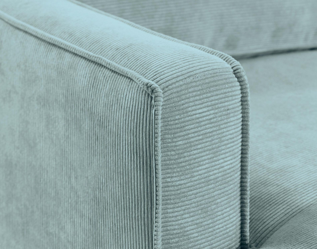 Canapé panoramique d'angle droit convertible avec coffre 7 places en velours côtelé Jake