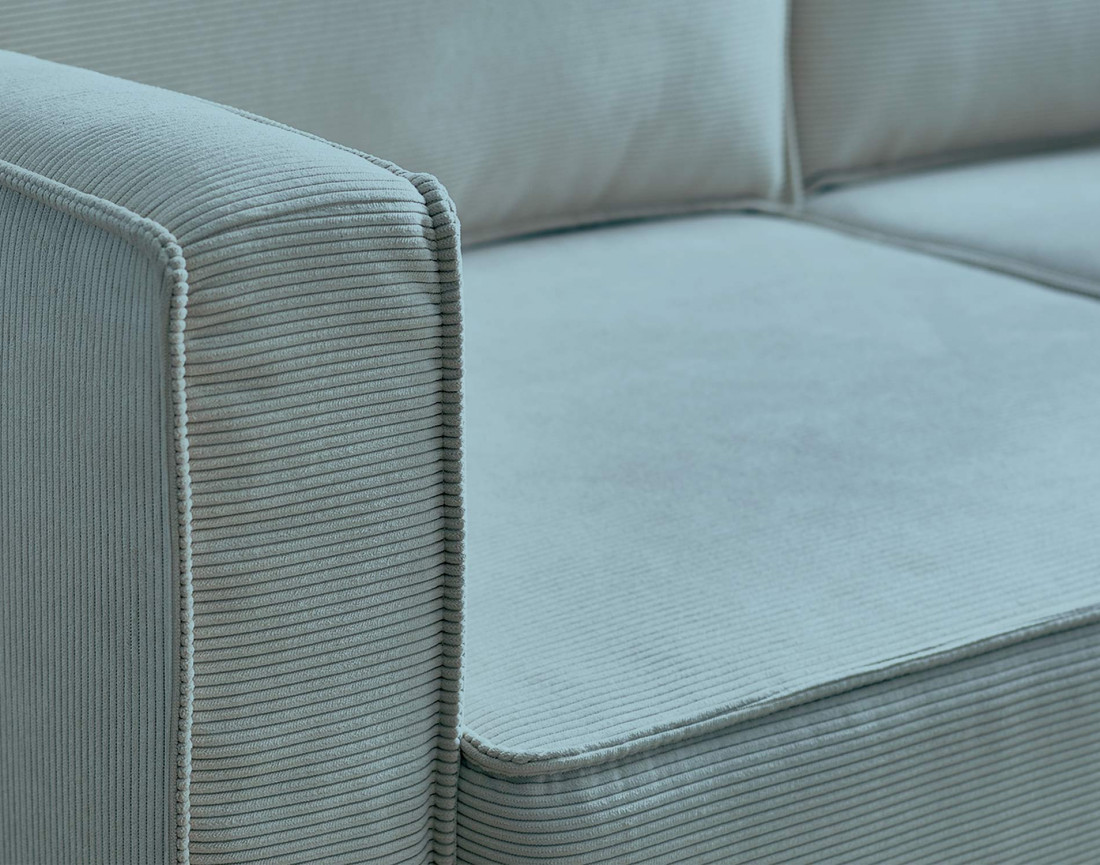 Canapé panoramique en U 7 places convertible avec coffre en velours côtelé Jake