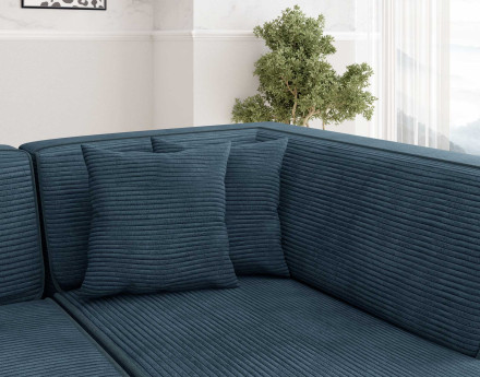 Canapé d'angle gauche 5 places - convertible avec coffre - en velours côtelé - Duchamp