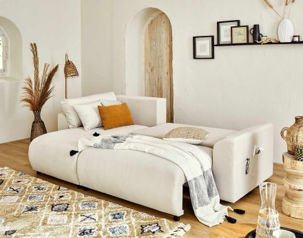 Canapé d'angle réversible convertible avec coffre et poches 4 places en velours Camélia