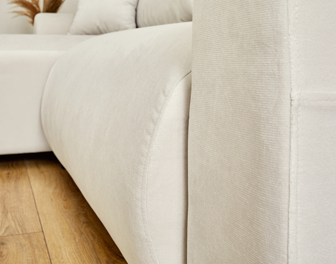 Canapé d'angle réversible convertible avec coffre et poches 4 places en velours Camélia Canapé d'angle réversible convertible avec coffre et poches 4 places en velours Camélia